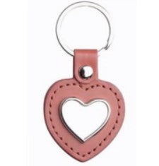 PU Keyring Heart Brown