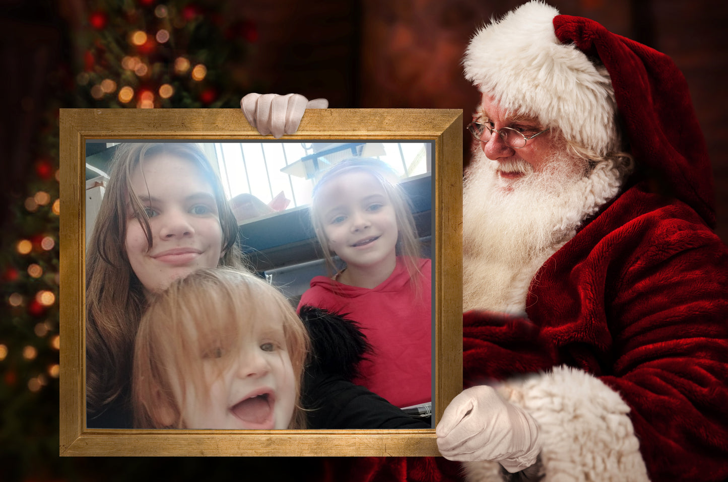 Personalised Christmas Card with 1 photo and Santa