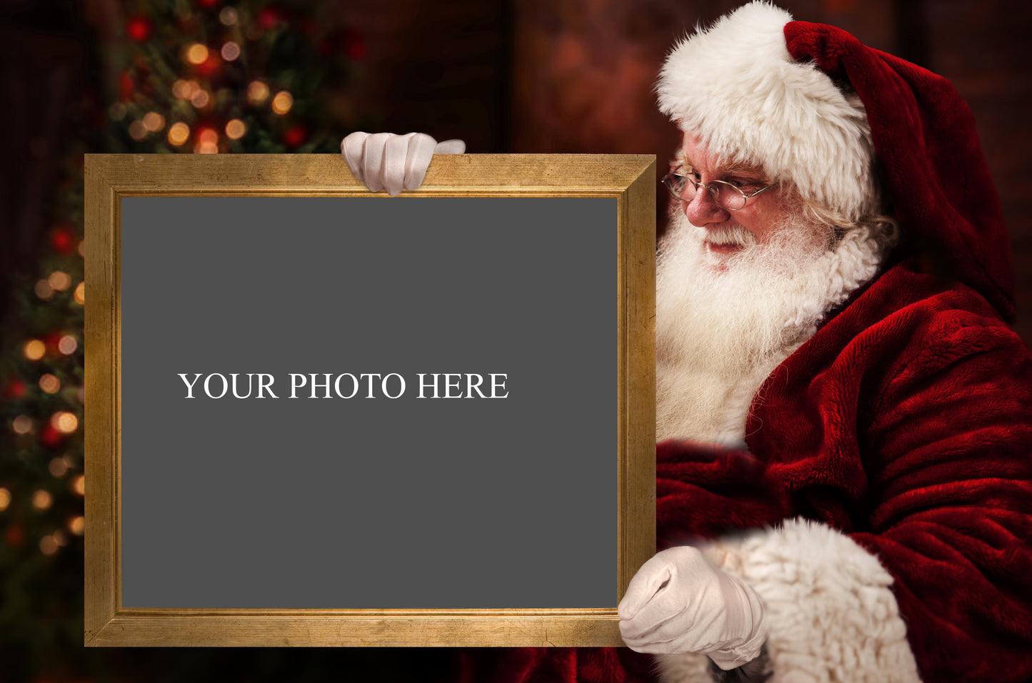 Personalised Christmas Card with 1 photo and Santa