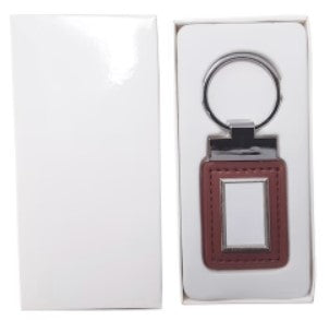 rectangle brown pu keyring.