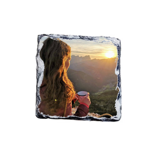rock slate photo coaster - square