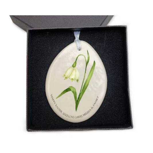 Personalised Ceramic Egg Shape with snowdrop