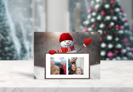 Snowman photo Christmas Card - Personalise with 2 pictures