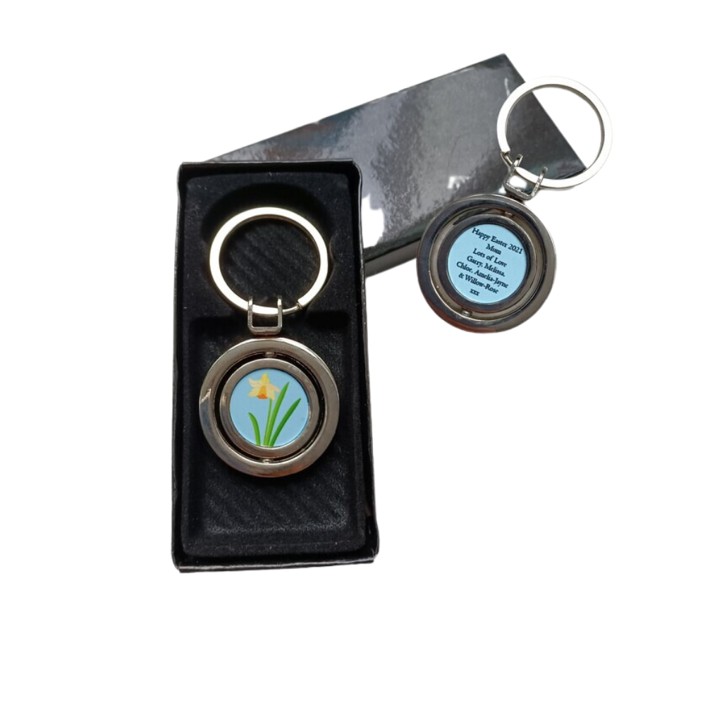 Personalised Spin Key ring Easter Gift